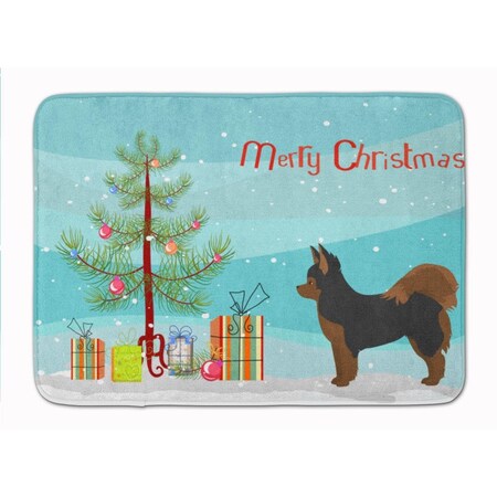 Carolines Treasures Black & Tan Pomchi Christmas Tree Machine Washable Memory Foam Mat CK3859RUG